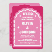 We doen een moderne, roze magenta retro Wavy Arch Kaart (Voorkant / Achterkant)