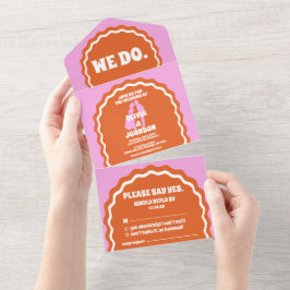 We doen een moderne, roze Oranje rugzak All In One Uitnodiging