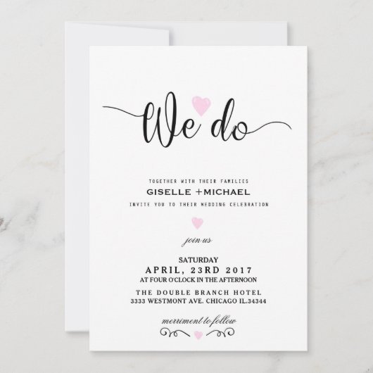 We doen een roze uitnodiging voor een bruiloft (Voorkant)