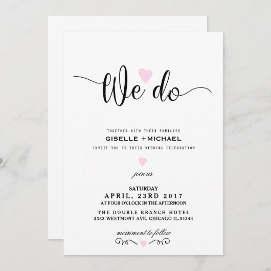 We doen een roze uitnodiging voor een bruiloft (Voorkant / Achterkant)