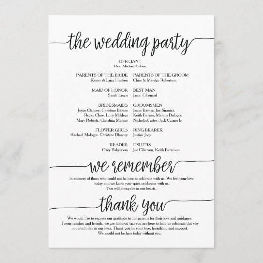 We doen een trouwprogrammakaart met een ontwerp va programmakaart (Achterkant)