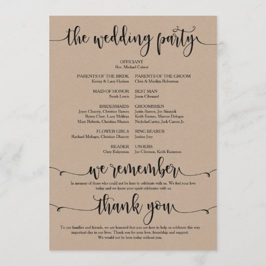 We doen een trouwprogrammakaart voor 5x7 design v3 programmakaart (Achterkant)