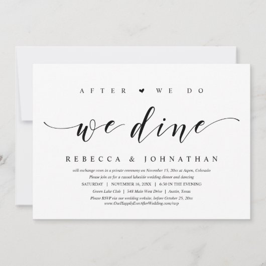 We doen een uitnodiging na de bruiloft. (Voorkant)