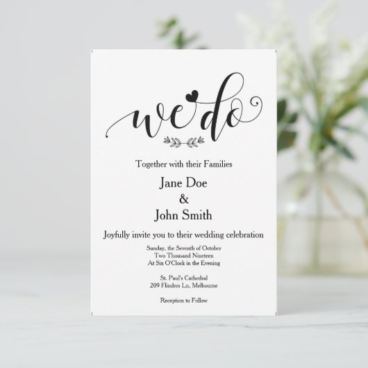 We doen een uitnodiging voor een basisbruiloft (Staand voorkant)