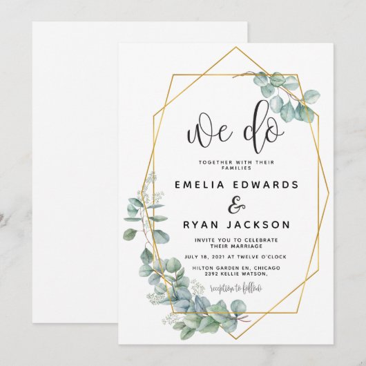 We doen een uitnodiging voor Eucalyptus Lijsten We (Voorkant / Achterkant)