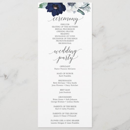 We doen een weddenschap met Navy Blooms Programmakaart (Achterkant)