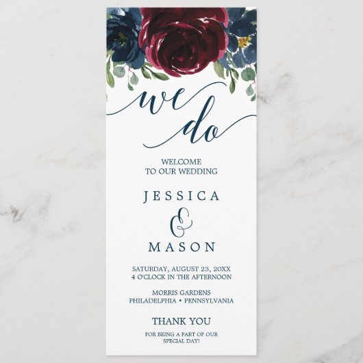 We doen een weddenschapsprogramma voor de Burgundy Programmakaart (Voorkant)