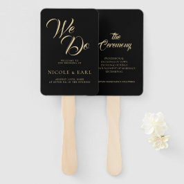 We doen een zwart elegante Art Deco Gold Retro Wed Handwaaier