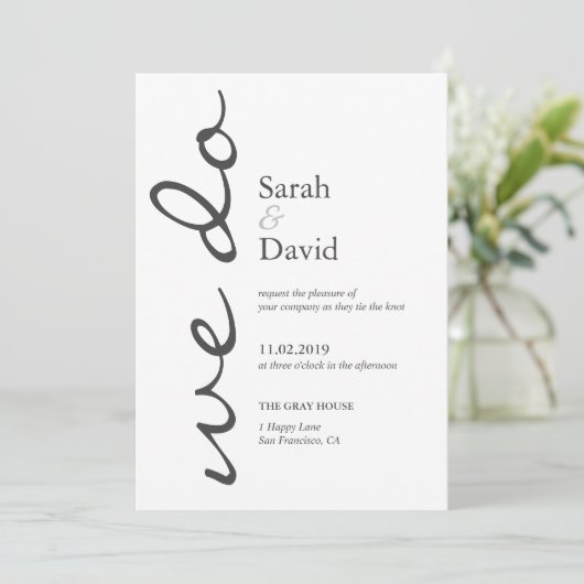 We doen eenvoudige elegantie bruiloft uitnodiging (Staand voorkant)