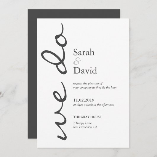 We doen eenvoudige elegantie bruiloft uitnodiging (Voorkant / Achterkant)