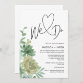 We doen eenvoudige moderne bruiloftgroen succulent kaart (Voorkant / Achterkant)