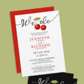 We doen eenvoudige rode kersen fruit bruiloft kaart