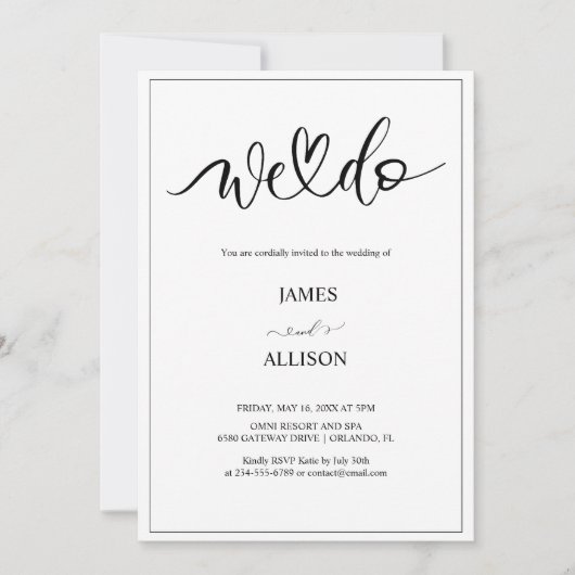 We doen Elegant Minimalistische Eenvoudige Huwelij Kaart (Voorkant)