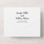 "We doen" elegant script calligrafie bruiloft All In One Uitnodiging (Achterkant)