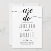 "We doen" elegant script calligrafie bruiloft Kaart (Voorkant)