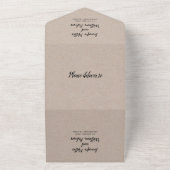 "We doen" elegant script calligraphy kraft bruilof All In One Uitnodiging (Buitenkant)