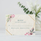 We doen elegante bloemen botanische bruiloft RSVP kaartje (Staand voorkant)