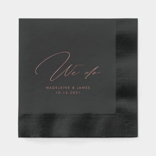 We doen elegante bruiloft kalligrafie zwart goud folie servetten (Voorkant)