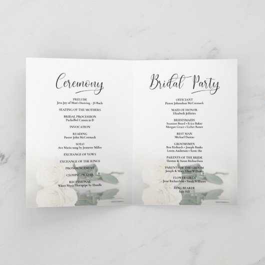 We doen elegante ivoor witte roos gevouwen bruilof programma (Binnen)