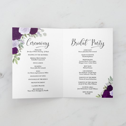 We doen elegante Paarse Rozen Boho Chic bruiloft Programma (Binnen)