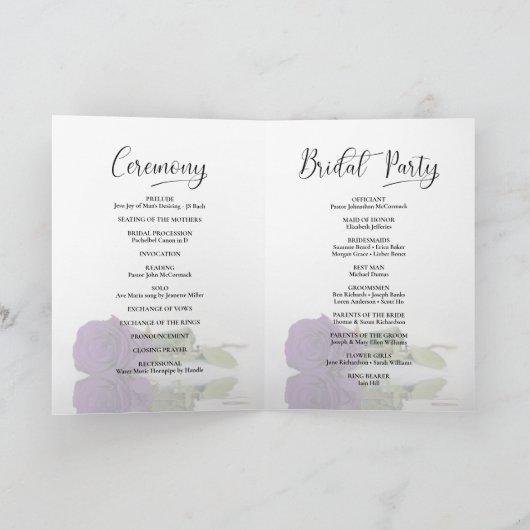 We doen elegante Royal Paarse Roos gevouwen bruilo Programma (Binnen)