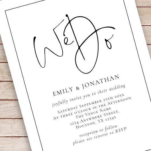 We doen elegante script lijn rand QR code bruiloft Kaart