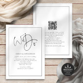 We doen elegante script lijn rand QR code bruiloft Kaart