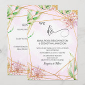*~* WE DOEN Floral AR15 Geometric QR RSVP Wedding Kaart (Voorkant / Achterkant)