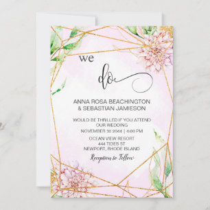 *~* WE DOEN Floral AR15 Geometric QR RSVP Wedding Kaart