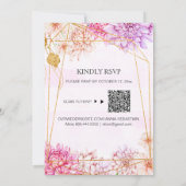 *~* WE DOEN Floral Geometric QR RSVP AR15 Wedding  Kaart (Achterkant)