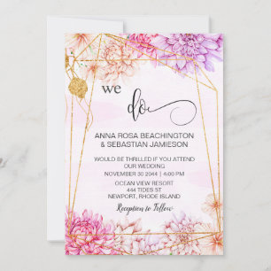 *~* WE DOEN Floral Geometric QR RSVP AR15 Wedding  Kaart