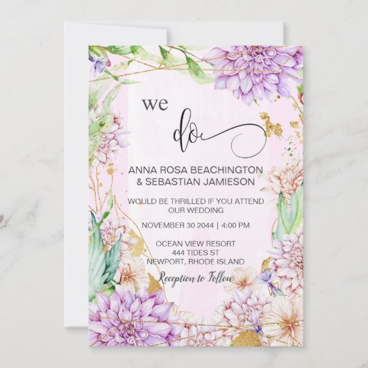 *~* WE DOEN Floral Geometric RSVP AR15 QR Wedding Kaart (Voorkant)