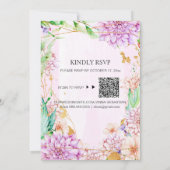 *~* WE DOEN Floral Geometric RSVP AR15 QR Wedding Kaart (Achterkant)