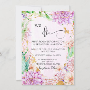 *~* WE DOEN Floral Geometric RSVP AR15 QR Wedding Kaart