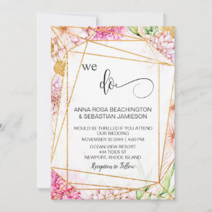 *~* WE DOEN Floral Geometric RSVP AR15 QR Wedding Kaart