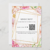 *~* WE DOEN Floral Geometric RSVP AR15 QR Wedding  Kaart (Achterkant)