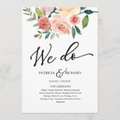 We doen Floral Waterverf bruiloft programma Programmakaart (Voorkant)