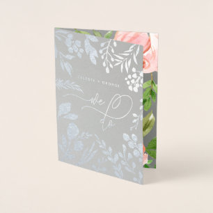 We doen florale waterverf en echte folie bruiloft kaarten