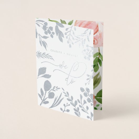 We doen florale waterverf en echte folie bruiloft kaarten (Voorkant)
