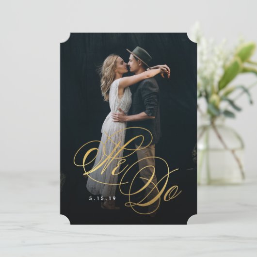 We doen foto bruiloft uitnodiging in Faux Folie (Staand voorkant)