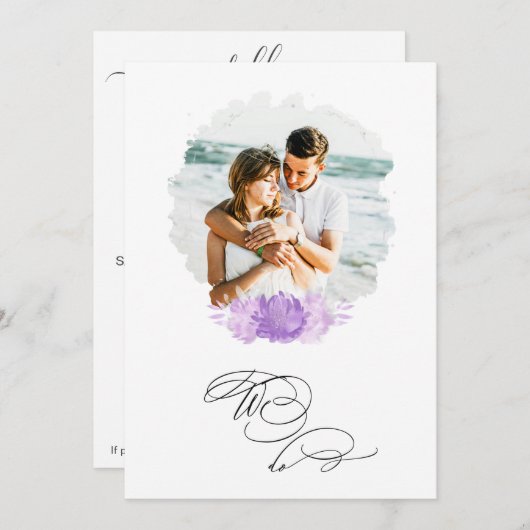 *~* WE DOEN FOTO RSVP + QR AR6 Bloemen bruiloft In Kaart (Voorkant / Achterkant)