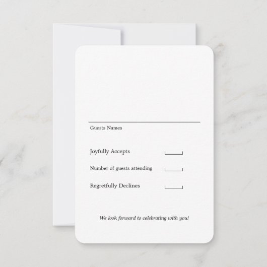 We doen geen kalligrafie-weddenschap RSVP kaartje (Achterkant)