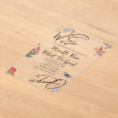 WE DOEN geperste bloemen Shabby Garden Chic bruilo Acryl Uitnodigingen (Laagn)