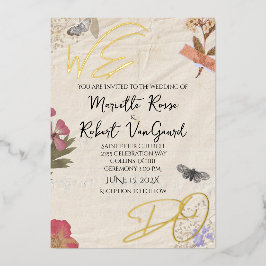 WE DOEN geperste bloemen Shabby Garden Chic bruilo Folie Uitnodiging