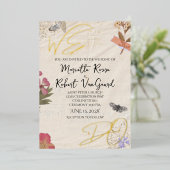 WE DOEN geperste bloemen Shabby Garden Chic bruilo Folie Uitnodiging (Staand Voorkant)