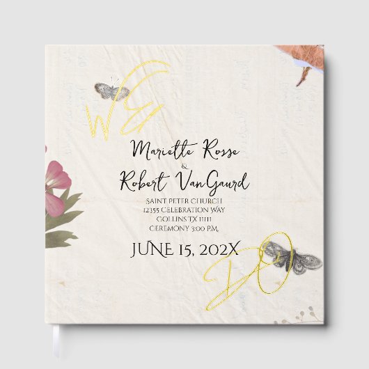 WE DOEN geperste bloemen Shabby Garden Chic bruilo Gastenboek (Voorkant)