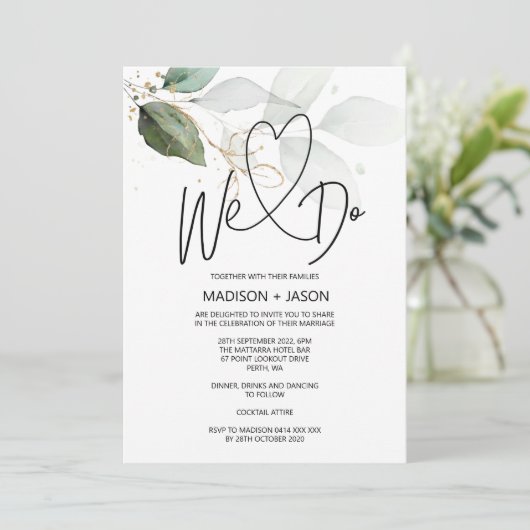 We doen gewoon moderne weddenschappen met elegante kaart (Staand voorkant)