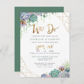 We doen Gold Glitter Script Cute Succulents Wedden Uitnodiging Briefkaart (Voorkant / Achterkant)