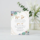 We doen Gold Glitter Script Cute Succulents Wedden Uitnodiging Briefkaart (Staand voorkant)
