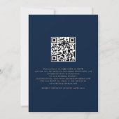 We doen Gold Script QR Code Navy Blue Wedding Invi Kaart (Achterkant)